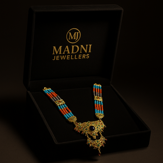 Royal Rajasthani Style Multicolor Beaded Necklace Set with Jhumka – Madni Jewellers