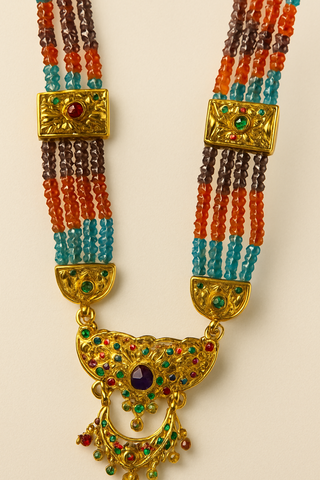 Royal Rajasthani Style Multicolor Beaded Necklace Set with Jhumka – Madni Jewellers